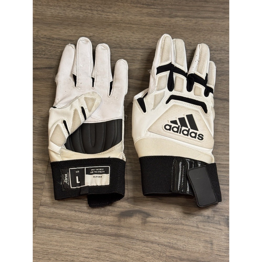 Adidas Football Gloves L White Receiver Grip NCAA Game Day Padded Men's